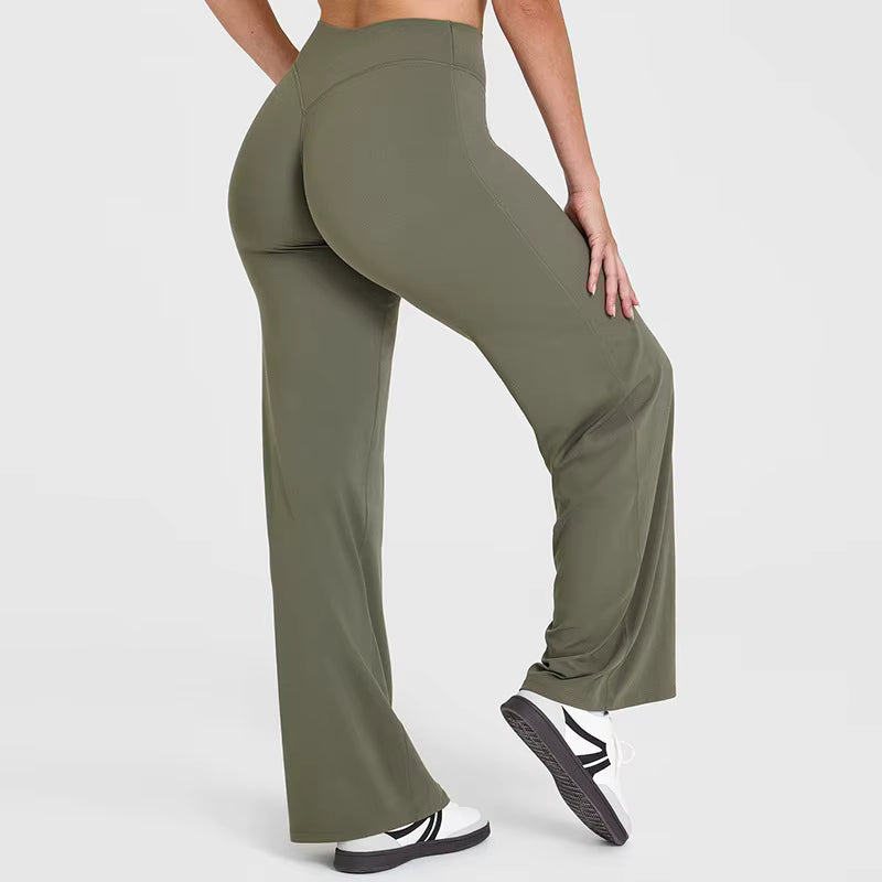 NCLAGEN SoftMotion Straight Leg Bottoms Women's Mid-Waist Yoga Pants GYM Leggings Naked Feel Pilates Running Sports Trousers