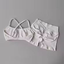 2PCS Women's High Waist Seamless Yoga Gym Set Sports Bra Top with Scrunch Shorts Fitness Workout Sportswear