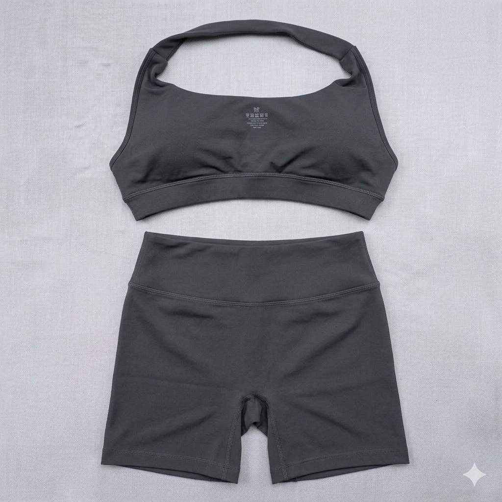 Shorts Set 2 Pieces Seamless Yoga Set Workout Tracksuit Women Halter Sport Bra And Low Waist Scrunch Bum Gym Shorts Suits