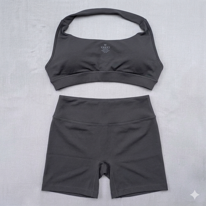 Shorts Set 2 Pieces Seamless Yoga Set Workout Tracksuit Women Halter Sport Bra And Low Waist Scrunch Bum Gym Shorts Suits